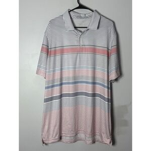 Vineyard Vines Performance Polo Shirt Mens XL White Red Blue Striped Golf Top